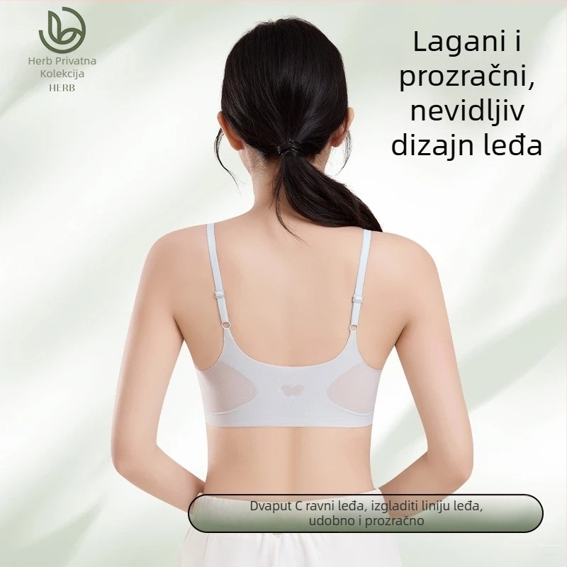 Ugodna bezšivna čipkasta grudnjica za žene s malim prsima, push-up stil kamizola, tanke naramenice, prozračan ljetni komad