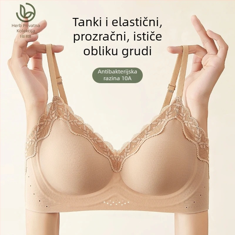 Ugodna bezšivna čipkasta grudnjica za žene s malim prsima, push-up stil kamizola, tanke naramenice, prozračan ljetni komad