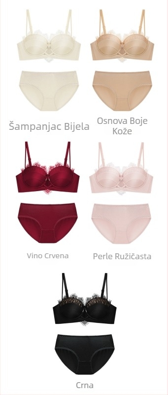 Push-Up grudnjak s ukrašenom čipkom, bez žice, 3/4 košarica, fiksni naramenici, stražnje zatvaranje s tri reda kukica