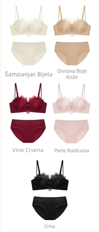 Push-Up grudnjak s ukrašenom čipkom, bez žice, 3/4 košarica, fiksni naramenici, stražnje zatvaranje s tri reda kukica