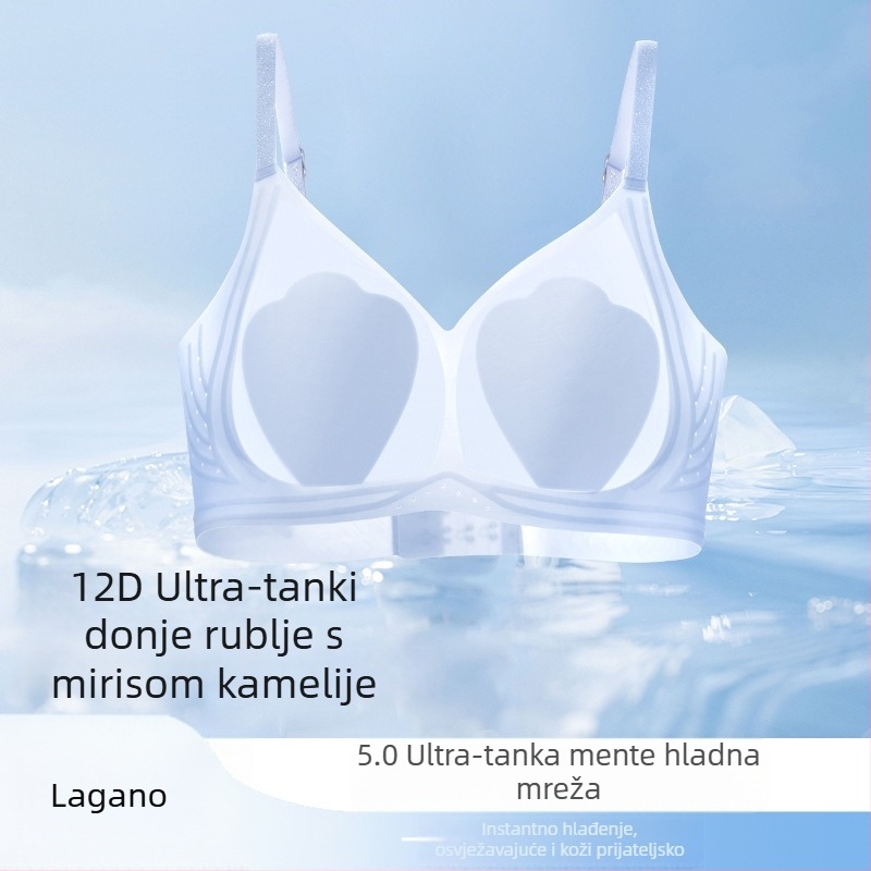 Grudnjak s čašom u obliku mačje šape, glavni materijal najlon, podstava od spandeksa, fiksne duple naramenice, stražnje četiri reda kopči