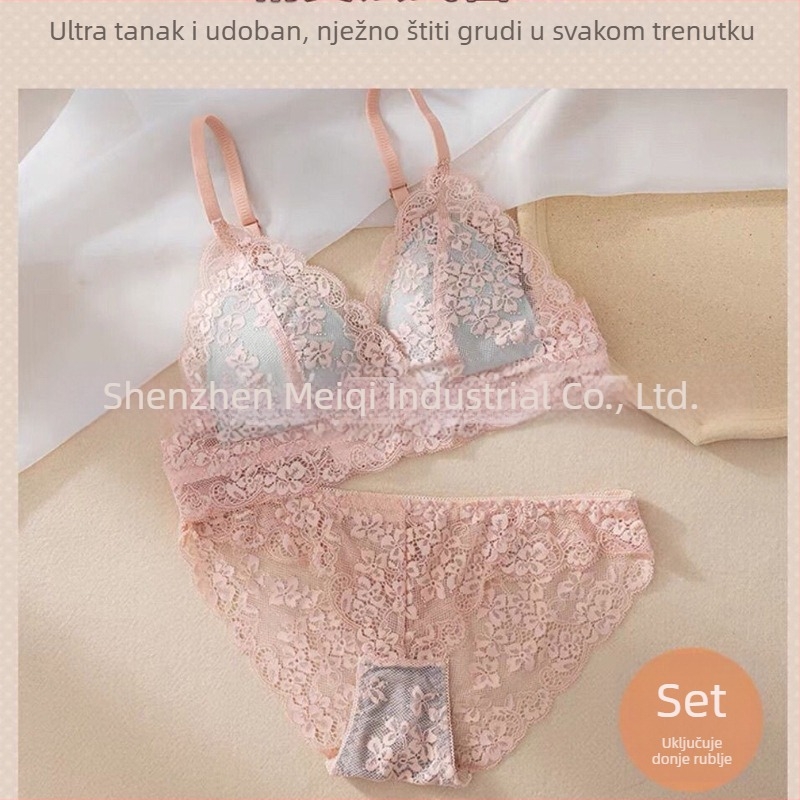 Francuski stil seksi čipkasti grudnjak, tanak, bežični, prozračan, udoban, za žene s malim prsima
