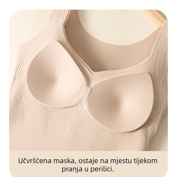 Ženska termalna vesta s integriranim grudnjacima i umetkom – materijal: najlon i spandeks, glavna tkanina: viskozna, srednja debljina, jednobojni uzorak