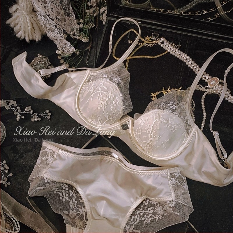 Nova francuska čipkasta satenska donje rublje za žene — push-up grudnjak, protiv opuštanja, seksi set