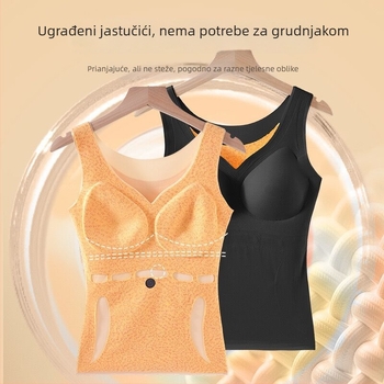Ženski termo vest s infracrvenim grijanjem, s integriranim jastučićem za prsni koš, dvostruki sloj akrilnog materijala, V-dekolte, pulover (infracrveno grijanje; integrirani jastučić za prsa; dvostruki sloj akrilnog materijala; V-dekolte; pulover)