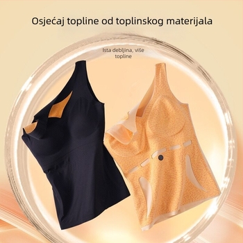 Ženski termo vest s infracrvenim grijanjem, s integriranim jastučićem za prsni koš, dvostruki sloj akrilnog materijala, V-dekolte, pulover (infracrveno grijanje; integrirani jastučić za prsa; dvostruki sloj akrilnog materijala; V-dekolte; pulover)