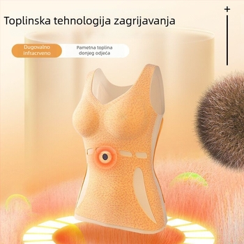 Ženski termo vest s infracrvenim grijanjem, s integriranim jastučićem za prsni koš, dvostruki sloj akrilnog materijala, V-dekolte, pulover (infracrveno grijanje; integrirani jastučić za prsa; dvostruki sloj akrilnog materijala; V-dekolte; pulover)