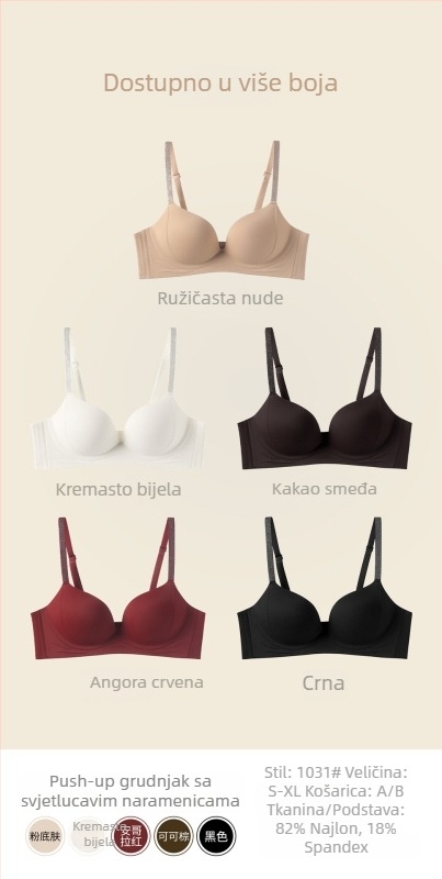 Bešavni grudnjak s mekanom podrškom za žene, A-B veličine, podiže i oblikuje grudi, 3/4 košarica, glatka površina