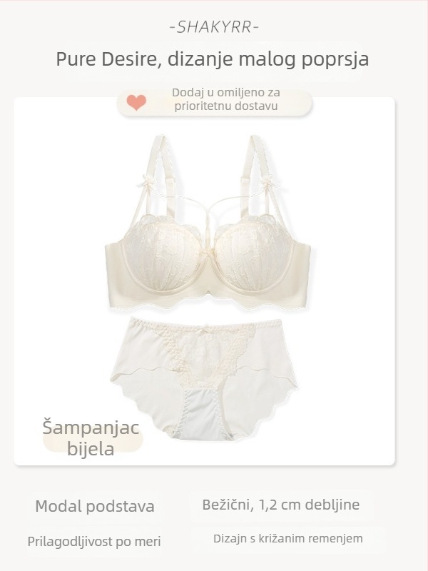 2022 Push-up grudnjak bez žice, francuska čipka, za žene s malim grudima, anti-sag, nježan stil