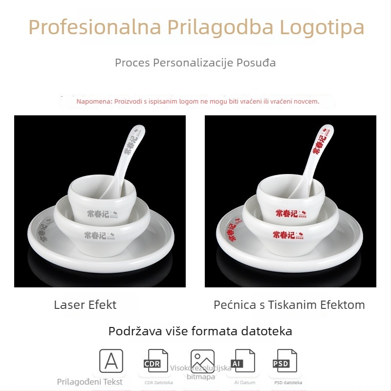 Četverodijelni melaminski set posuđa od melamina, ovalni oblik, jednostavan uzorak, moderan minimalistički stil