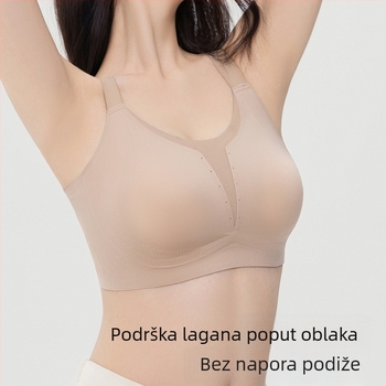 Bešavni ženski grudnjak s širokim naramenicama, ultra tanak, push-up, dizajn s ušima zeca, bočno skupljanje dojki, mekana podrška, udoban, jarko crvena