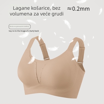 Bešavni ženski grudnjak s širokim naramenicama, ultra tanak, push-up, dizajn s ušima zeca, bočno skupljanje dojki, mekana podrška, udoban, jarko crvena