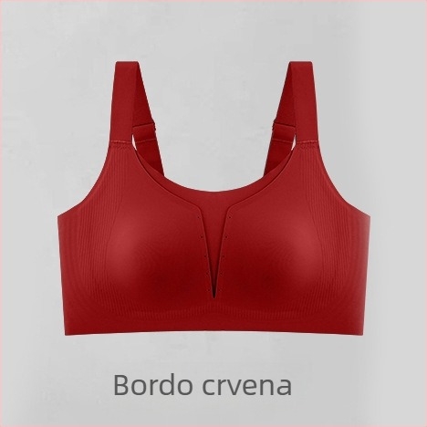 Bešavni ženski grudnjak s širokim naramenicama, ultra tanak, push-up, dizajn s ušima zeca, bočno skupljanje dojki, mekana podrška, udoban, jarko crvena