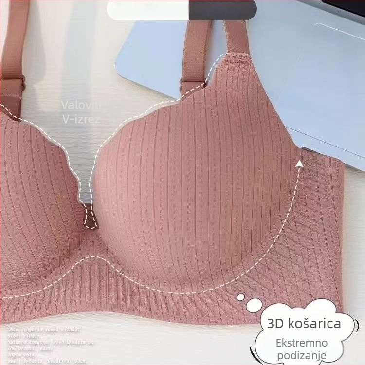 Bešavni grudnjak za male grudi, podiže, nevidljiv izgled, udoban, košarica 3/4, materijal najlon