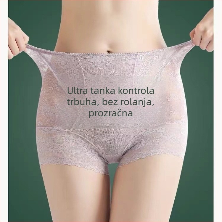 Ženske gaćice visokog struka od čipke s mrežastim panelima – prozračne, potpuno pokrivene, podizanje stražnjice i oblikovanje abdomena