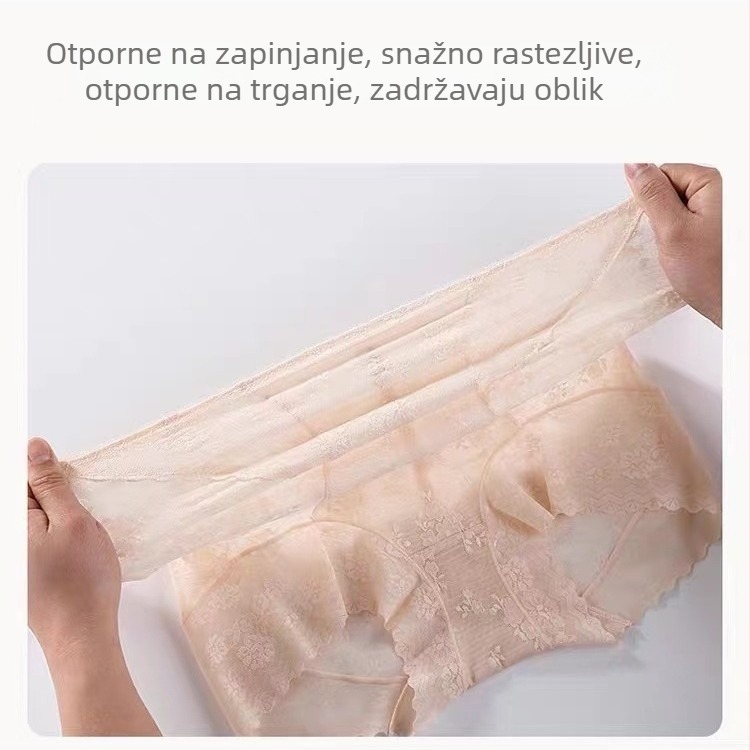 Ženske gaćice visokog struka od čipke s mrežastim panelima – prozračne, potpuno pokrivene, podizanje stražnjice i oblikovanje abdomena