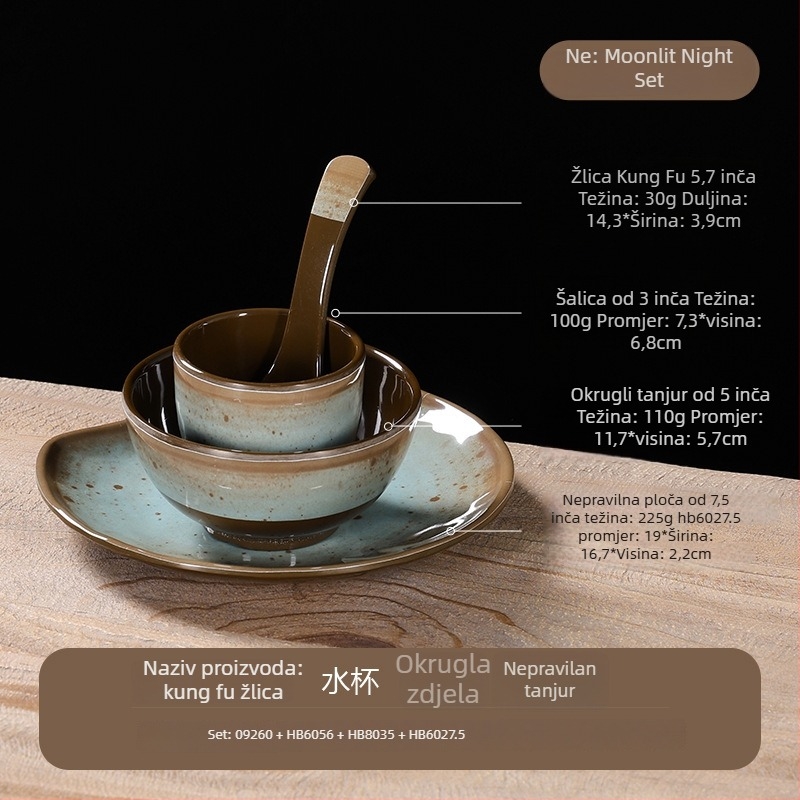 Melaminski set posuđa za stolom, četiri dijela – imitacija porculana, točkasti glazirani uzorak, moderan stil, Belein, prilagodljivo