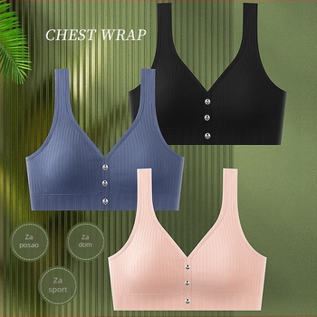 Bešivni sportski grudnjak-vest, glavni materijal najlon, 3/4 košarica s srednjim oblikovanjem, fiksne dvostruke naramenice, prozračno