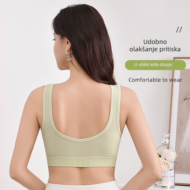 Bešivni sportski grudnjak-vest, glavni materijal najlon, 3/4 košarica s srednjim oblikovanjem, fiksne dvostruke naramenice, prozračno