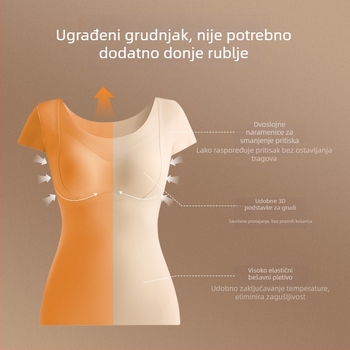 Ženski termalni top za jesen-zimu s umetkom za dojke, boja kože, osnovni sloj