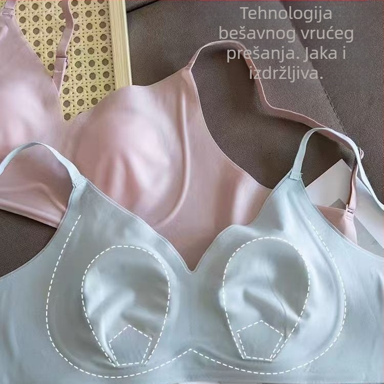Bežični grudnjak s ušima zeca, bezšivan, ultra-tanke oblikovane košarice, stražnje kopče u tri reda, najlon materijal