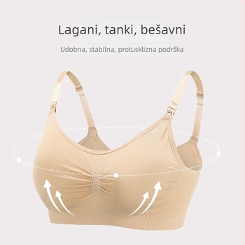 Grudnjak za majčinstvo i dojenje, bez žice, stražnje zatvaranje s tri reda kopči, tanke oblikovane čašice, bešavni dizajn