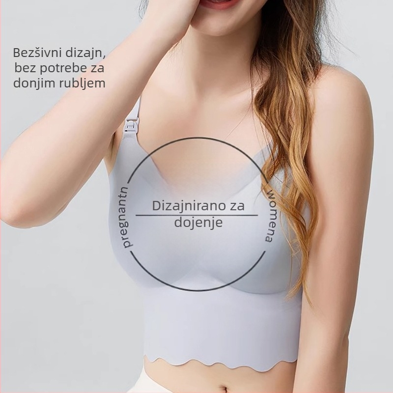 Top za dojenje s čvrstim dvostrukim naramenicama, tanke oblikovane šalice, bez čeličnog prstena, najlon materijal, laktacija kroz sve faze