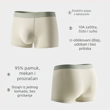 Muške pamukaste bokserice, prozračne i suhe, udoban U‑oblik džep s prostranim prostorom, paket od tri komada