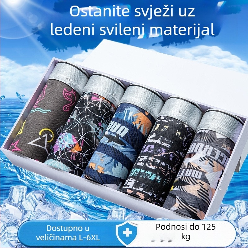 Muške bokserice Ice Silk, plus veličina — brzo suše, prozračne, antibakterijske