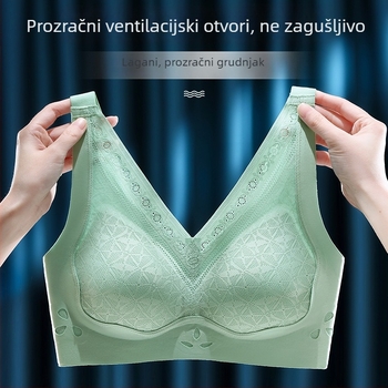 Visokokvalitetna sportska grudnjica s fiksiranim čašicama, bez metalnih krugova, bez žice, push-up učinak, vest stil, prozračni najlon, luksuzan dizajn.