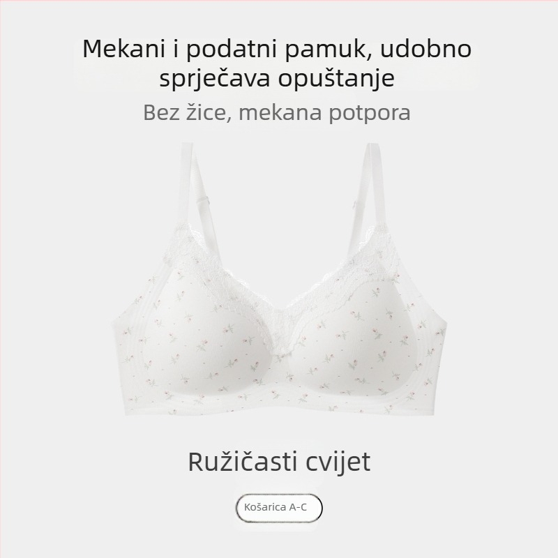 Ženski bešivni bežični push-up grudnjak s blagim podizanjem, 3/4 košarice, najlonske oblikovane čašice, udobnost kroz sve sezone