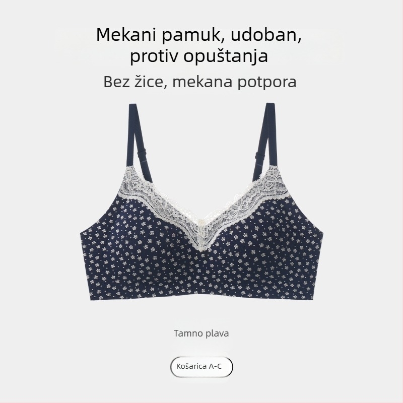 Ženski bešivni bežični push-up grudnjak s blagim podizanjem, 3/4 košarice, najlonske oblikovane čašice, udobnost kroz sve sezone