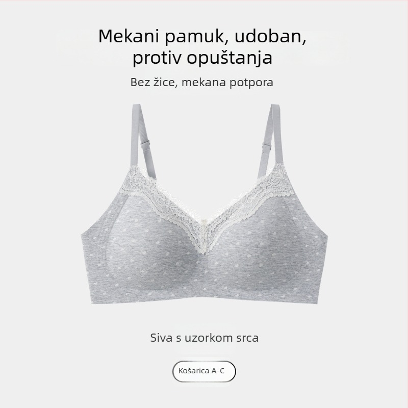Ženski bešivni bežični push-up grudnjak s blagim podizanjem, 3/4 košarice, najlonske oblikovane čašice, udobnost kroz sve sezone