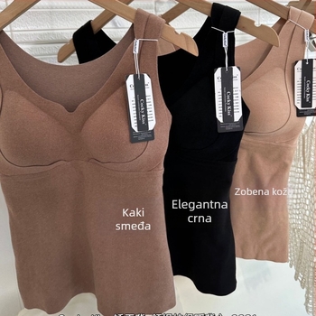 Ženski termalni prsluk s ugrađenom čašom i jastučićem, grijanje, velurova podstava, debeli poliester