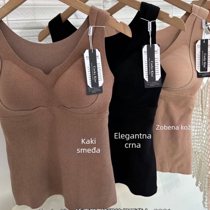 Ženski termalni prsluk s ugrađenom čašom i jastučićem, grijanje, velurova podstava, debeli poliester