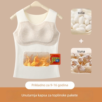 Delimi Derong toplinska veste s ugrađenim košaricama za djevojčice 7–12 godina, dvostruki sloj, pulover, U-izrez