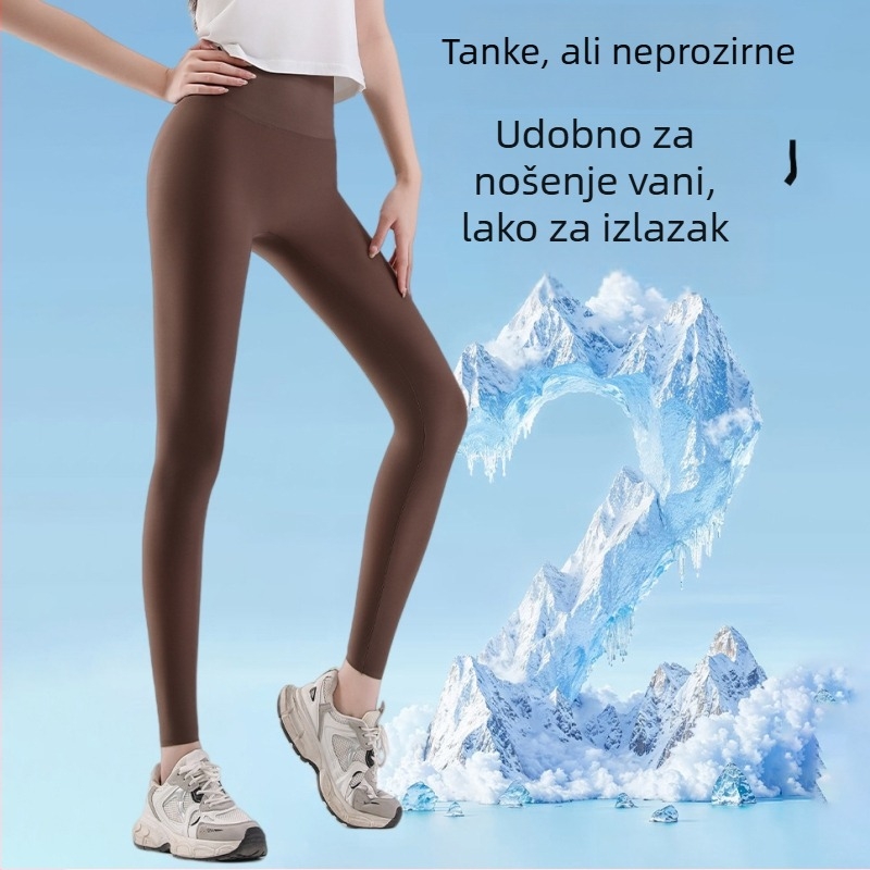 Ženske ultra-tanke leggings visokoelastične, s teksturom mliječne kože i hladnim osjećajem, mikropritisak za jogu i zatezanje trbuha