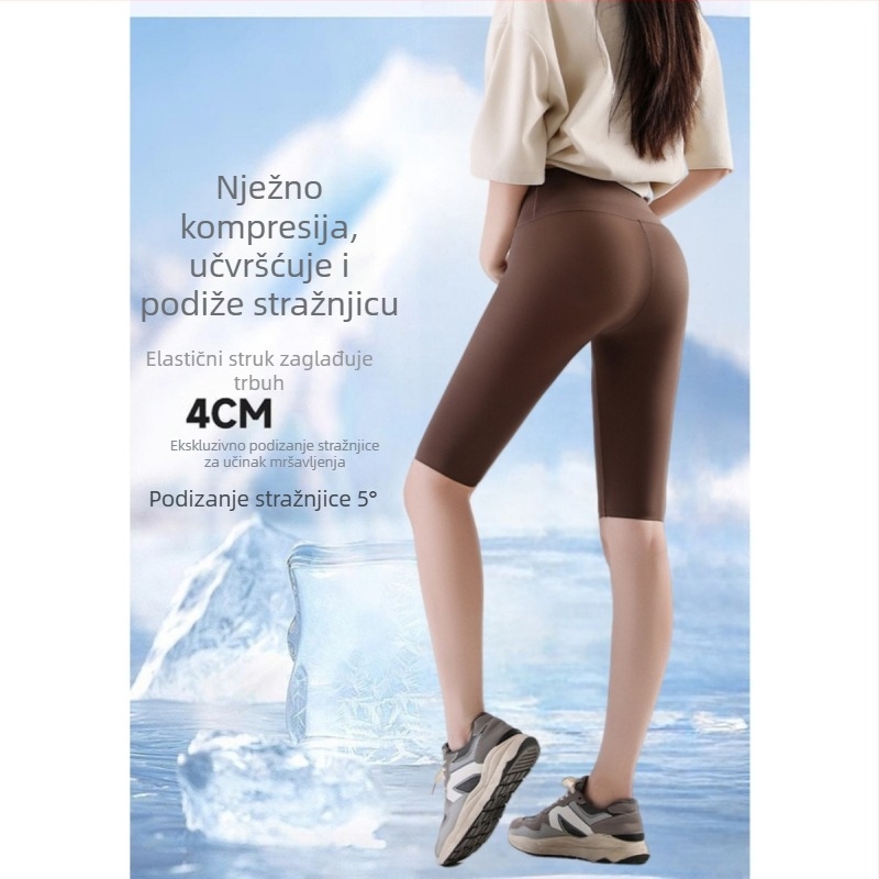 Ženske ultra-tanke leggings visokoelastične, s teksturom mliječne kože i hladnim osjećajem, mikropritisak za jogu i zatezanje trbuha