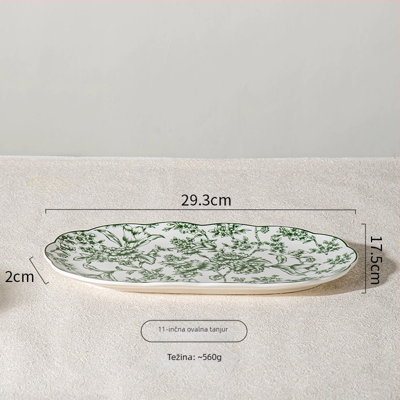 Porcelanski set posuđa s cvjetnim uzorkom — Rainforest serija, okrugli oblik, moderni minimalistički stil