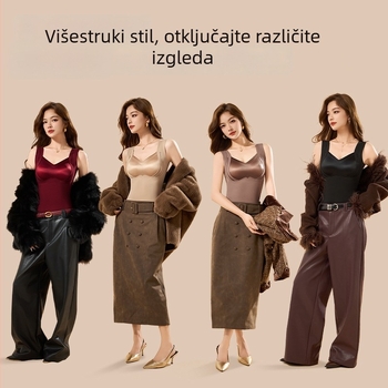 Ženski topli prsluk od ovčje vune i svile dudovine, bez grudnjaka, dvostruka meka podrška za podizanje, moderan i svestran