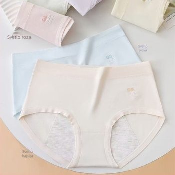 Yingkaishi 3128 Ženske menstrualne gaćice srednje visine, pamuk, plus veličina, protiv curenja, udobne, nježne prema koži