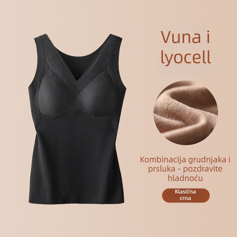Ženski dvostrani vuneni prsluk za jesen i zimu s jastučićem za prsni koš