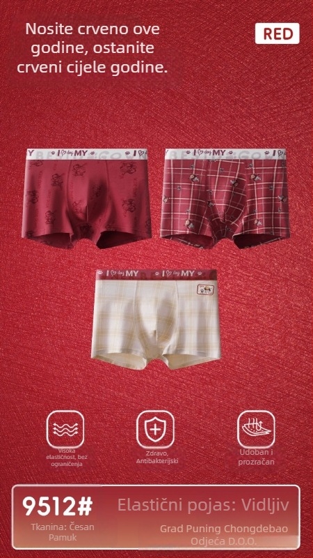 Muške pamukne bokserice sa srednjom talijom, bezšivne, prozračne, za odrasle muškarce