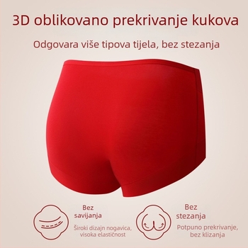 Crvene ženske boxer gaćice visokog struka s kontrolom abdomena i podizanjem bokova, bez šavova, pamuk