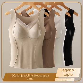 Termalna vest s ugrađenim jastučićima za dojke, sve-u-jednom bazni sloj, Lyocell tkanina, gusta debljina 201–250 g/m², topla i pogodna za vanjsku upotrebu