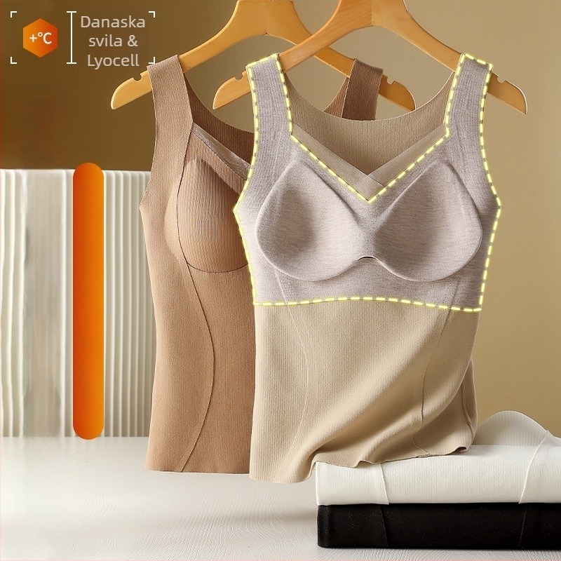Termalna vest s ugrađenim jastučićima za dojke, sve-u-jednom bazni sloj, Lyocell tkanina, gusta debljina 201–250 g/m², topla i pogodna za vanjsku upotrebu