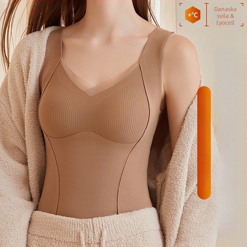 Termalna vest s ugrađenim jastučićima za dojke, sve-u-jednom bazni sloj, Lyocell tkanina, gusta debljina 201–250 g/m², topla i pogodna za vanjsku upotrebu