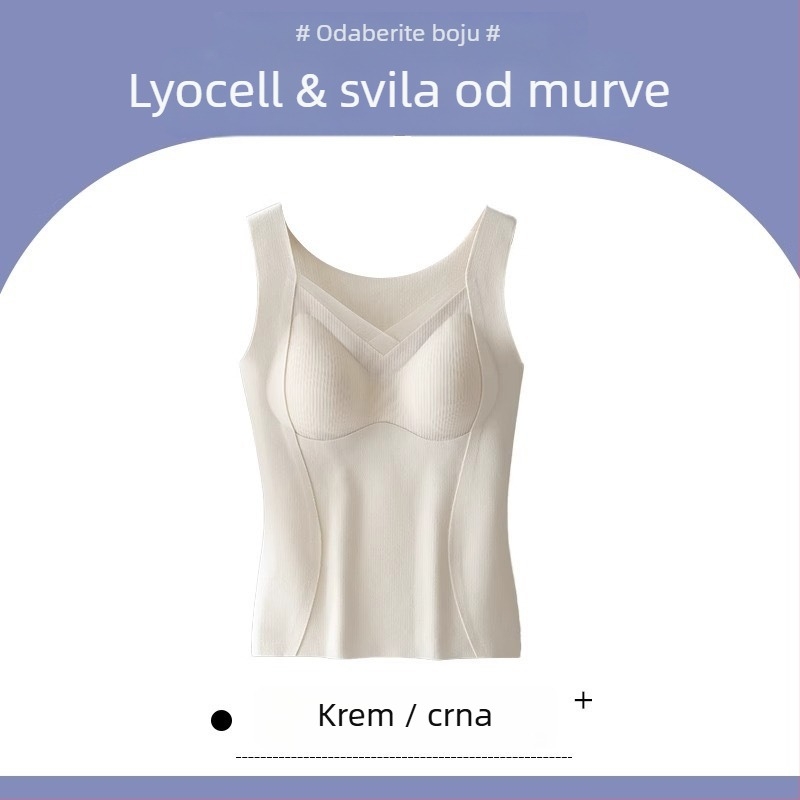 Termalna vest s ugrađenim jastučićima za dojke, sve-u-jednom bazni sloj, Lyocell tkanina, gusta debljina 201–250 g/m², topla i pogodna za vanjsku upotrebu
