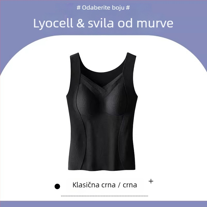 Termalna vest s ugrađenim jastučićima za dojke, sve-u-jednom bazni sloj, Lyocell tkanina, gusta debljina 201–250 g/m², topla i pogodna za vanjsku upotrebu