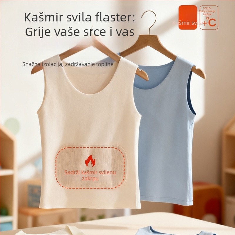 Dječji termalni prsluk od kašmira i svile, jesen–zima, sloj za bazu, unisex